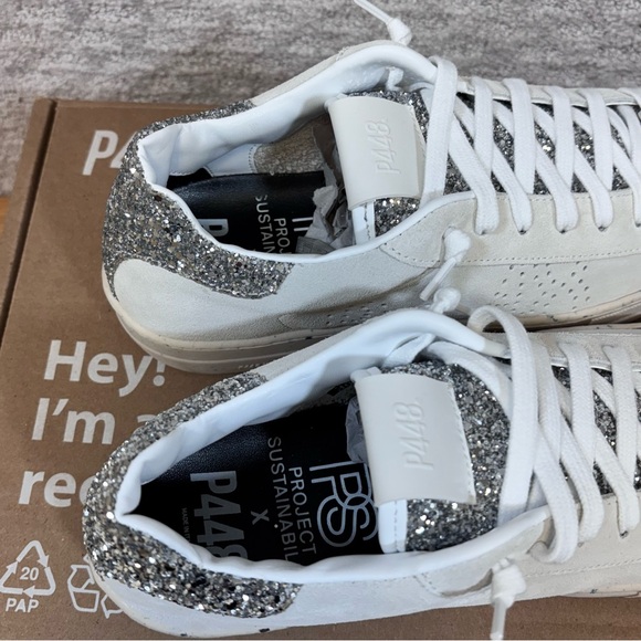 P448 Silver and White Glitter Sneakers - Picture 3 of 12